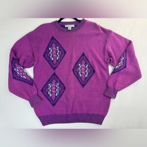 Izod 80’s Vintage Aztec 100% Cotton Knit Mom Sweater Size Large